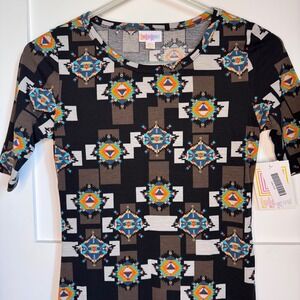 LuLaRoe Julia Shirt Dress Multicolor Geometric Print Women's Size XXS Pencil New